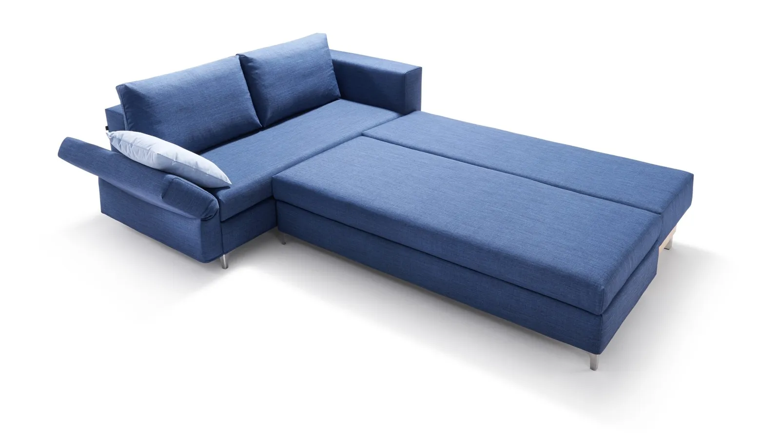 Blaue Good-Life-Kombination mit geöffneter Schlafsofafläche neben dem Sitzteil.