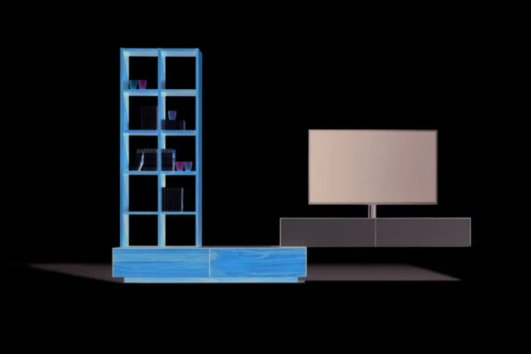Team 7 cubus pure Wohnwand mit offenem Holzregal und TV-Lowboard