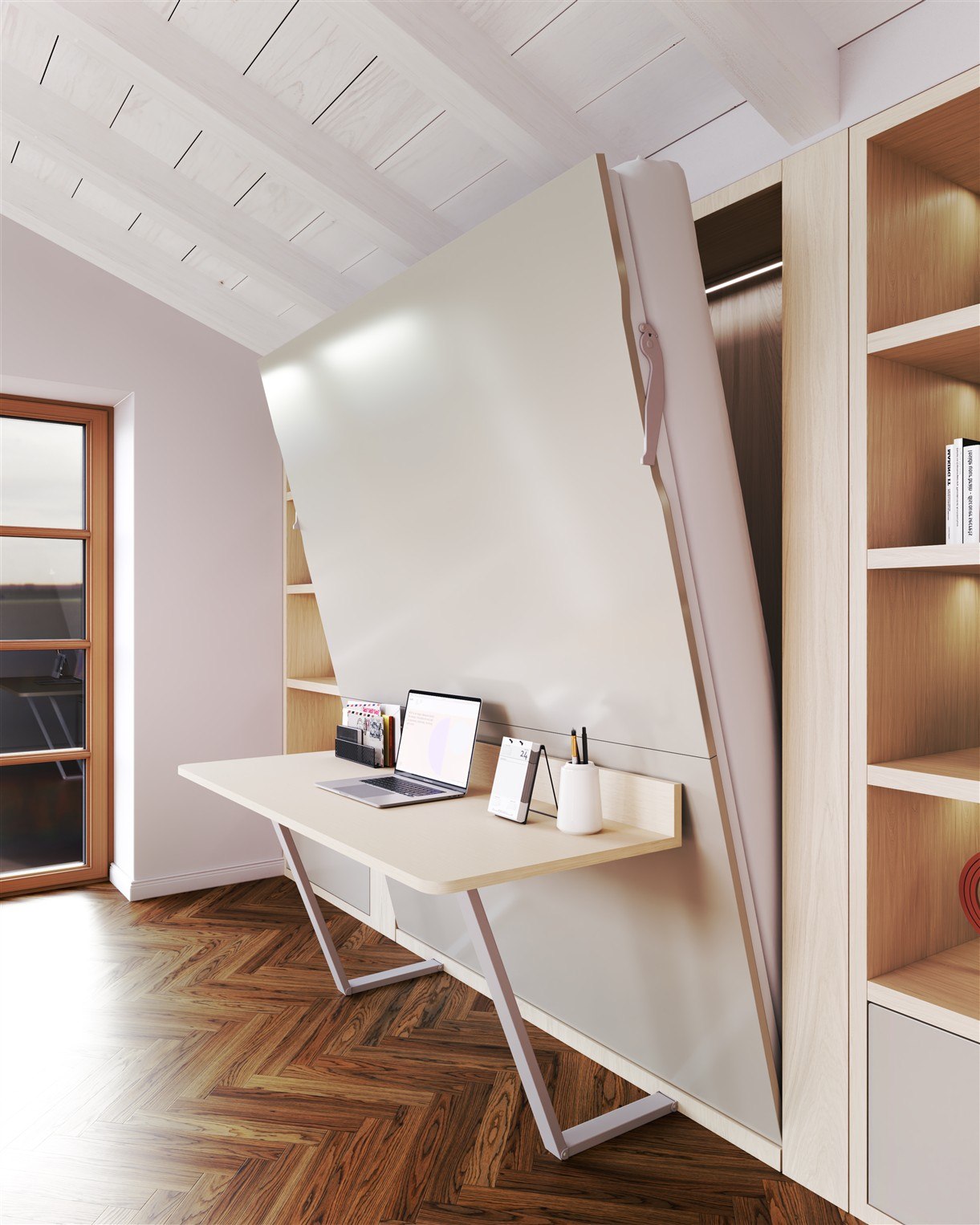 Wallbed - Schrankbett + Schreibtisch – Bild 5